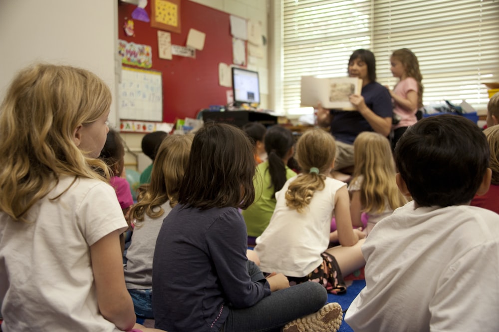 Children sitting on the floor for story time